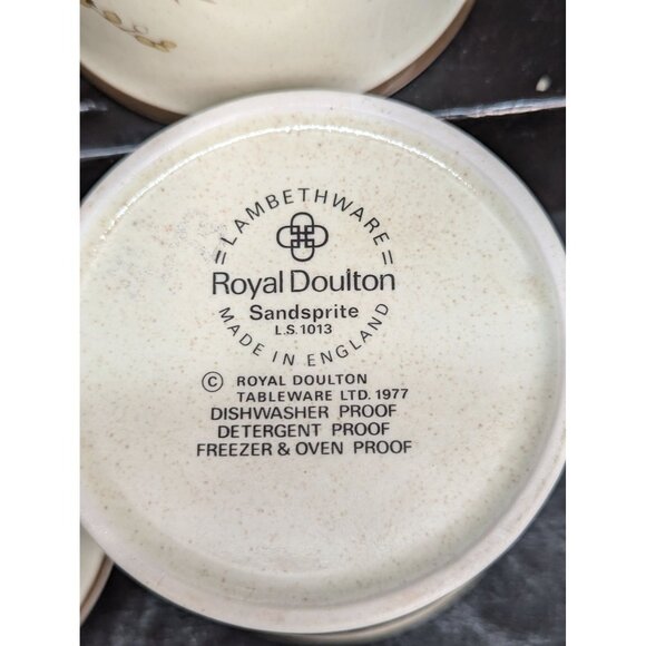 Vintage Royal Doulton Sandsprite Lambethware L.S. 1013 Flat Coffee Cup Set of 4 - Picture 7 of 7